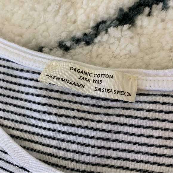 ✨5 FOR $25✨  Zara Black and white stripe short sleeve tee shirt - Picture 6 of 7